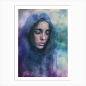 Watercolor Of A Girl Portrait Painting Art Print