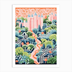 Chateau De Villandry Gardens Abstract Riso Style 3 Art Print