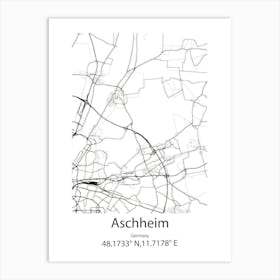 Aschheim,Germany Minimalist Map Art Print