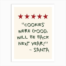 Santa Christmas Rating Art Print