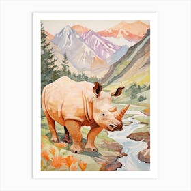 Rhino By The River Art Print