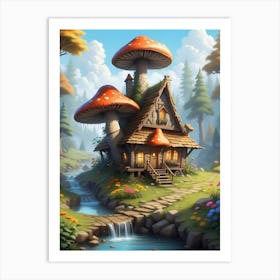 Mushroom House In The Forest 1 Art Print