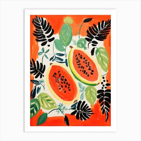 Papaya Fruit Summer Illustration 4 Art Print