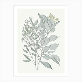 Eucalyptus Herb William Morris Inspired Line Drawing Art Print