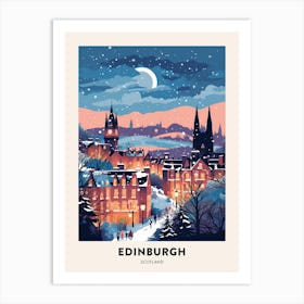 Winter Night  Travel Poster Edinburgh Scotland 4 Art Print