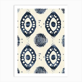 Blue And White Ink Art Print