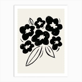 Flower Bouquet 1 Black White Art Print