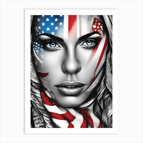 American Flag Woman 1 Art Print