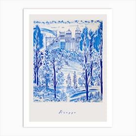 Arezzo Italy Blue Drawing Poster Art Print