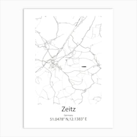 Zeitz,Germany Minimalist Map Art Print