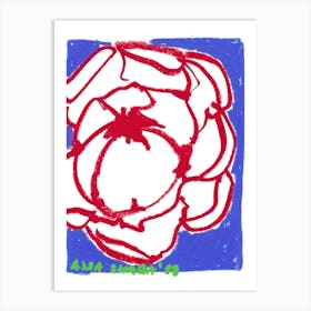 White flower on blue Art Print