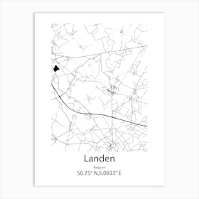 Landen,Belgium Minimalist Map Art Print