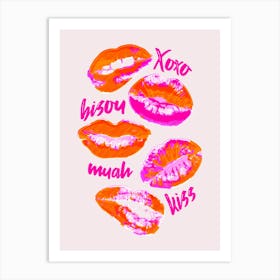Pink Kiss Lips Art Print