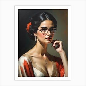Woman In Glasses Art Print