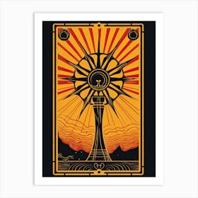 The Sun Tarot Card, Vintage 2 Art Print