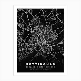 Nottingham England Black Map Art Print