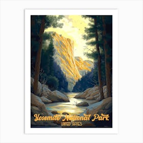 Kakalotz Vintage Travel Poster Of Yosemite National Park In The E8fb7f4e 79c0 4d7e B30c 555868df3fa3 Art Print