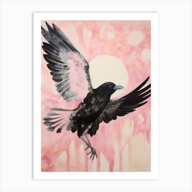 Pink Ethereal Bird Painting Raven 3 Art Print