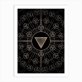 Geometric Glyph Radial Array in Glitter Gold on Black n.0308 Art Print