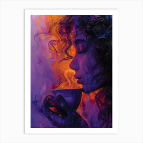 Woman Drinking Coffee Art Print