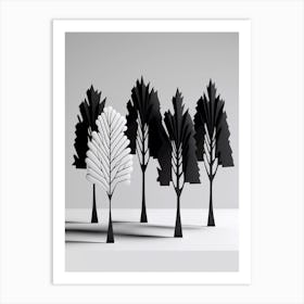 Minimal black white 3d trees Art Print