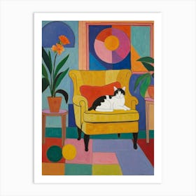 Cat In A Chair Style Henri Matisse 1 Art Print