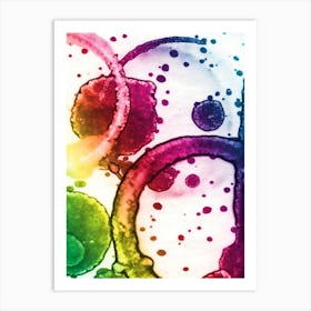 Watercolor Abstraction Colored Rings Art Print