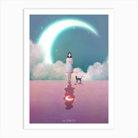 A clear mind moonlight Art Print