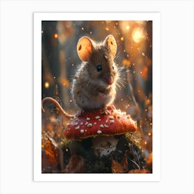 Mouse On A Mushroom Art Print