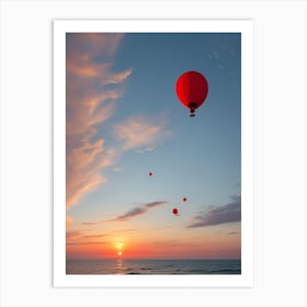 Balloon Flight Over The Ocean 2 Art Print