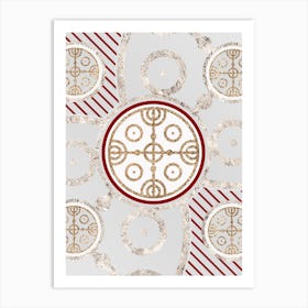 Geometric Abstract Glyph in Festive Gold Silver and Red n.0020 Art Print