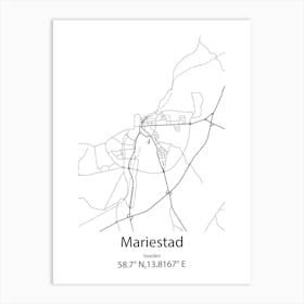 Mariestad,Sweden Minimalist Map Art Print