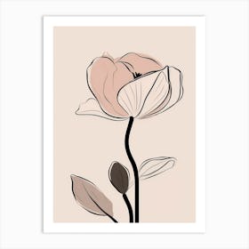Line Art Tulips Flowers Illustration Neutral 12 Art Print