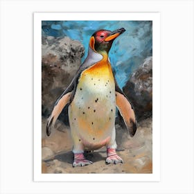 Galapagos Penguin Volunteer Point Colour Block Painting 2 Art Print