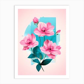 Pink Flowers On A Pink Background 2 Art Print