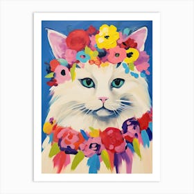 Birman Cat With A Flower Crown Painting Matisse Style 1 Art Print