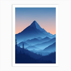 Misty Mountains Vertical Composition In Blue Tone 16 Art Print