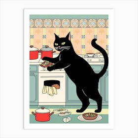 Cat In The Kitchen 4 Art Print