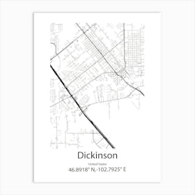 Dickinson,United States Minimalist Map 1 Affiche