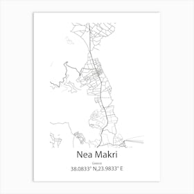 Nea Makri,Greece Minimalist Map Art Print