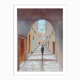 Quiet Walk In Small Streets Of Dubrovnik Art Print