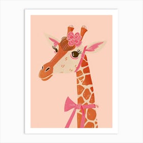 Glamorous Giraffe With A Bow Art Print