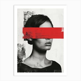 Woman With Red Mask Art Print