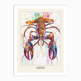 Lobster Colourful Watercolour 1 Poster Art Print