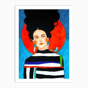 Woman With A Bird Art Print