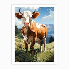 Cow In The Meadow Art Print