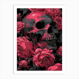 Skull And Roses Art Print