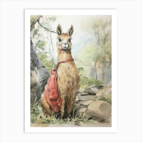 Storybook Animal Watercolour Llama 2 Art Print