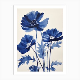 Blue Botanical Anemone 4 Art Print