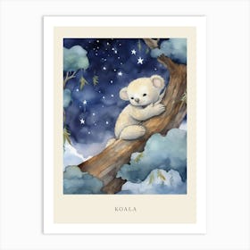 Baby Koala 4 Sleeping In The Clouds Nursery Poster Art Print